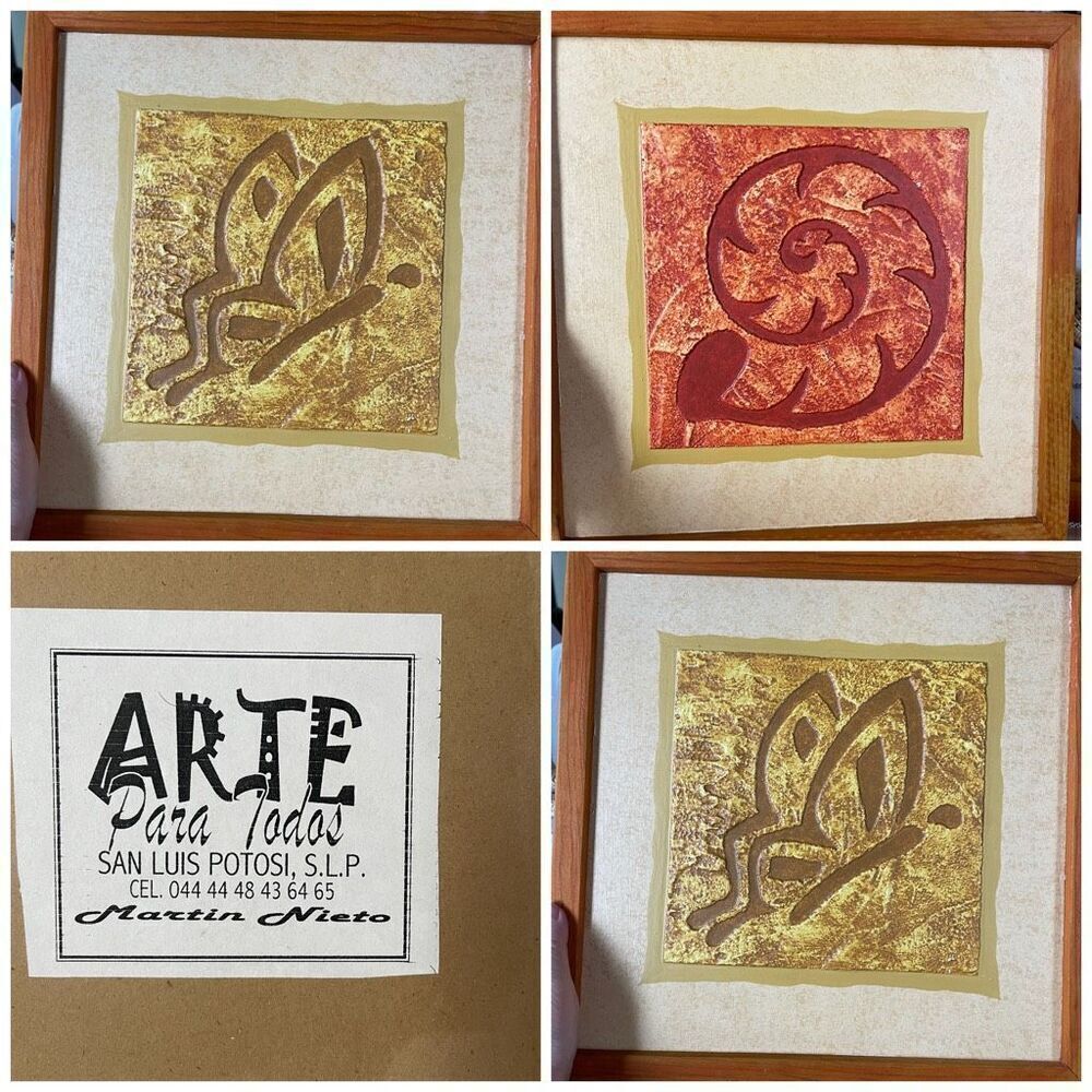 Lot of 3 mosaic tile art by Martin Nieto signed 2006.
